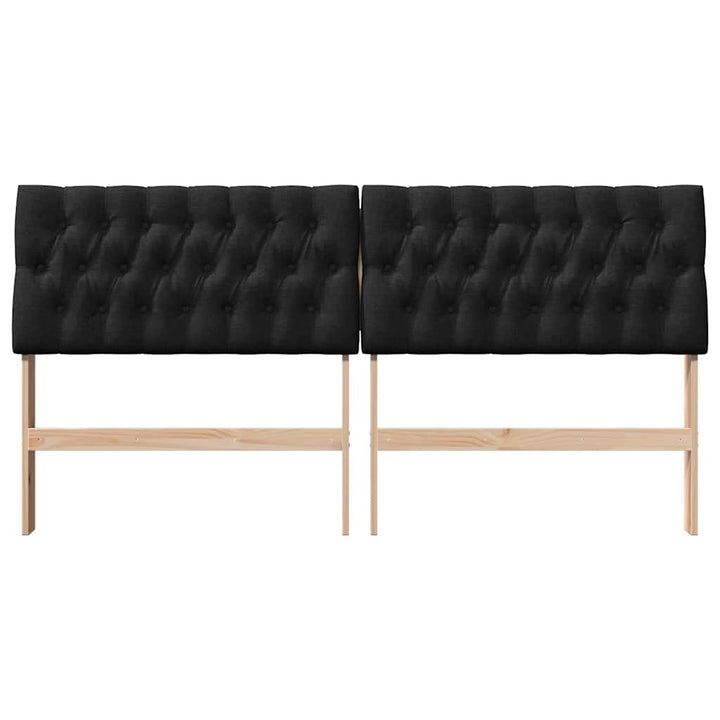 Polstret sengegavl Sort 180 cm Massiv fyrretræ