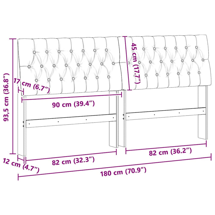 Polstret sengegavl Sort 180 cm Massiv fyrretræ