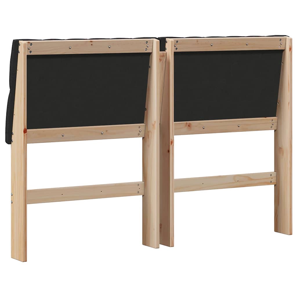 Polstret sengegavl Sort 160 cm Massiv fyrretræ