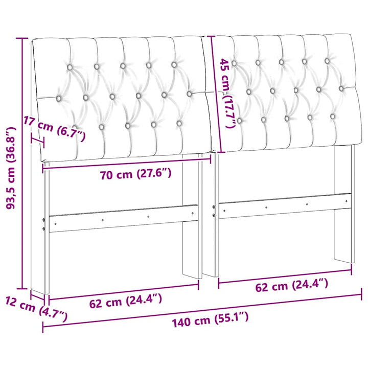 Polstret sengegavl Sort 140 cm Massiv fyrretræ