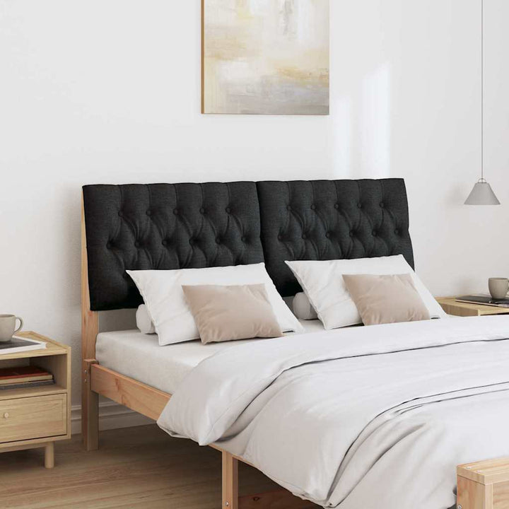 Polstret sengegavl Sort 135 cm Massiv fyrretræ