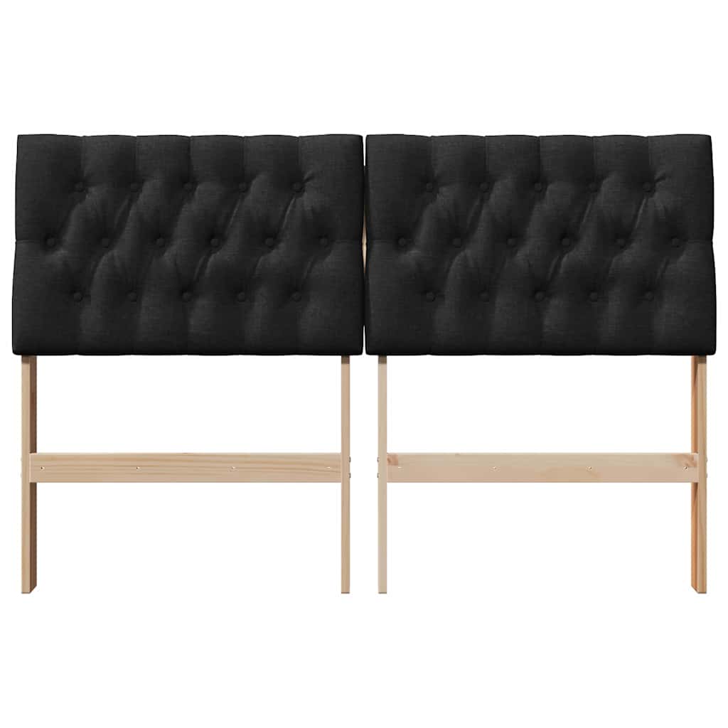 Polstret sengegavl Sort 135 cm Massiv fyrretræ