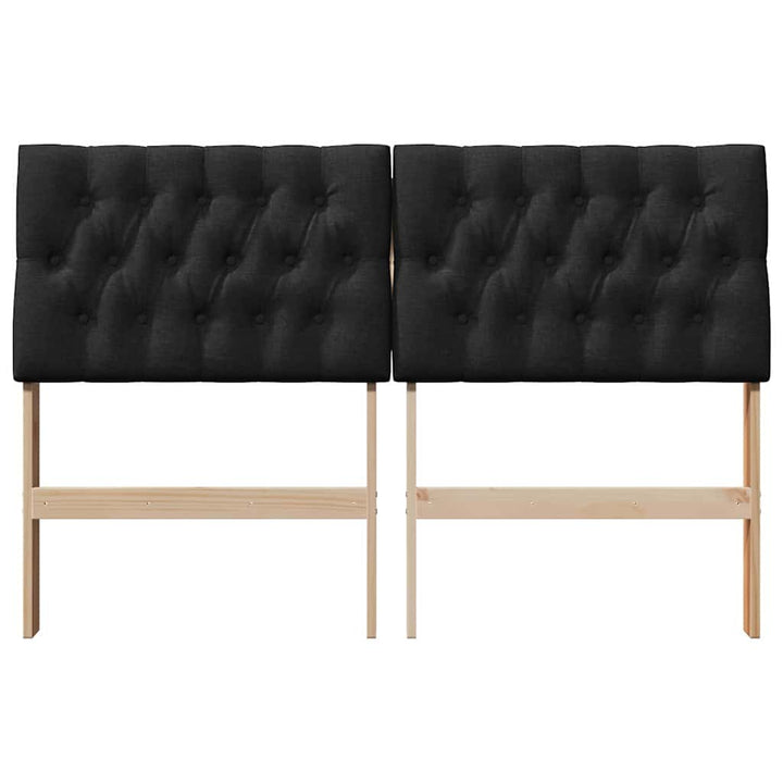 Polstret sengegavl Sort 135 cm Massiv fyrretræ