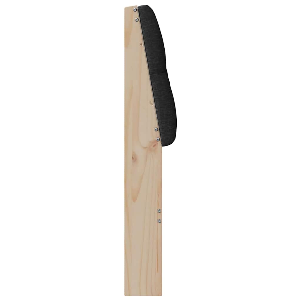 Polstret sengegavl Sort 135 cm Massiv fyrretræ