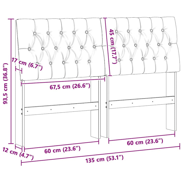 Polstret sengegavl Sort 135 cm Massiv fyrretræ