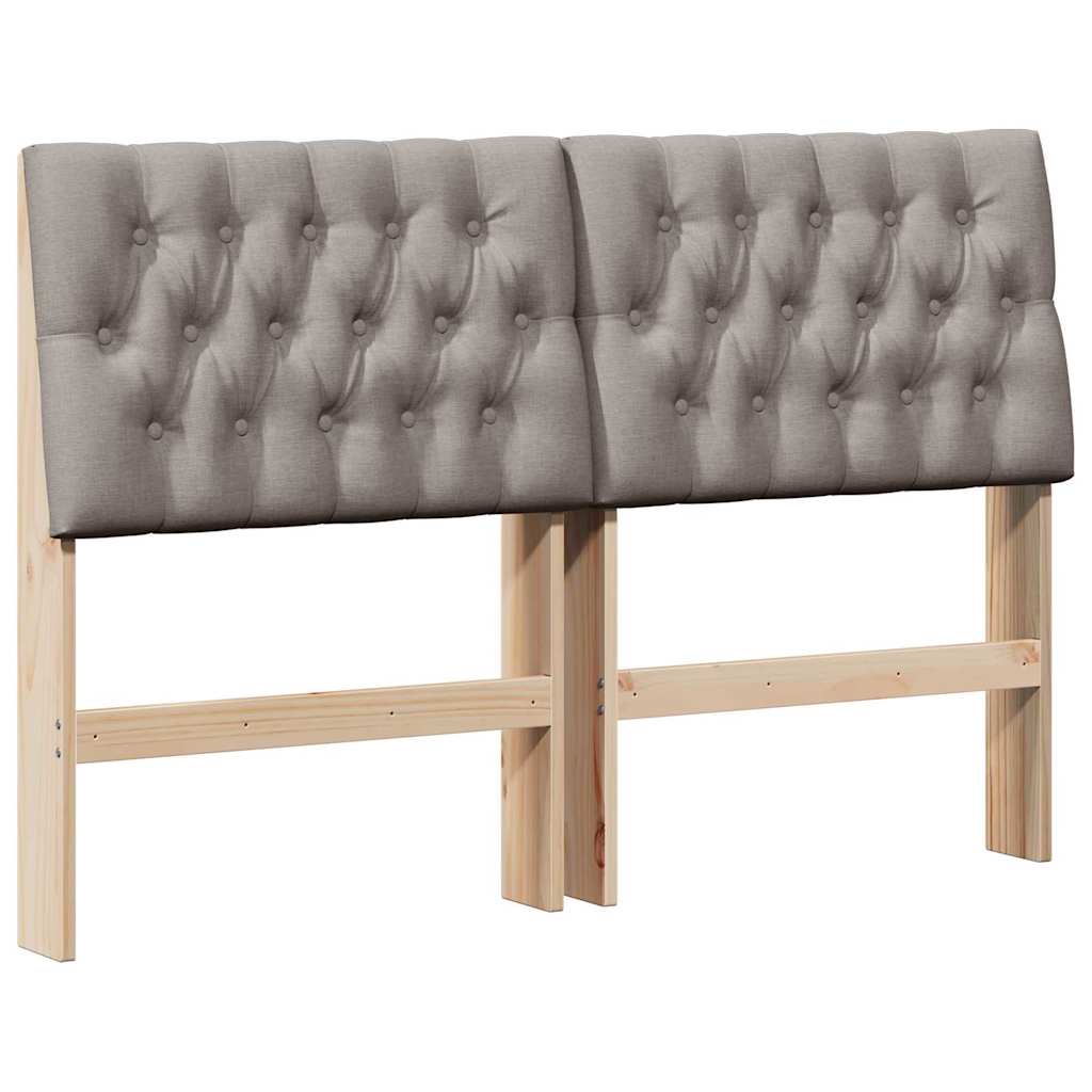 Polstret sengegavl Gråbrun 135 cm Massiv fyrretræ