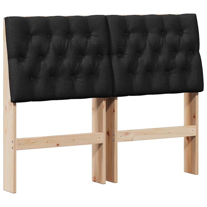 Polstret sengegavl Sort 120 cm Massiv fyrretræ