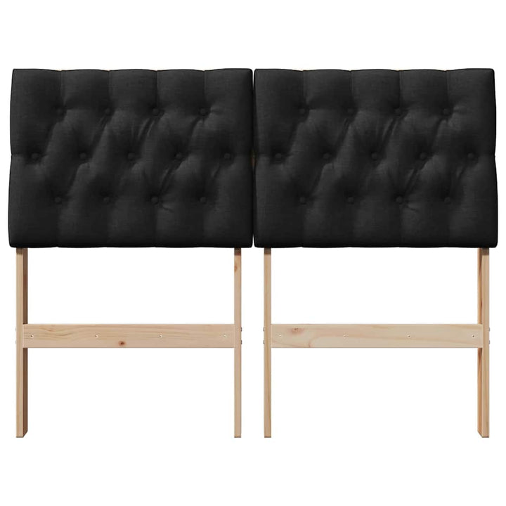 Polstret sengegavl Sort 120 cm Massiv fyrretræ