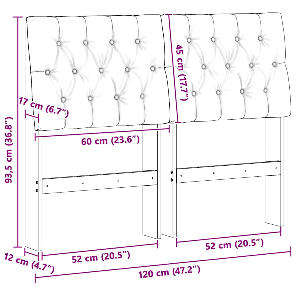 Polstret sengegavl Sort 120 cm Massiv fyrretræ