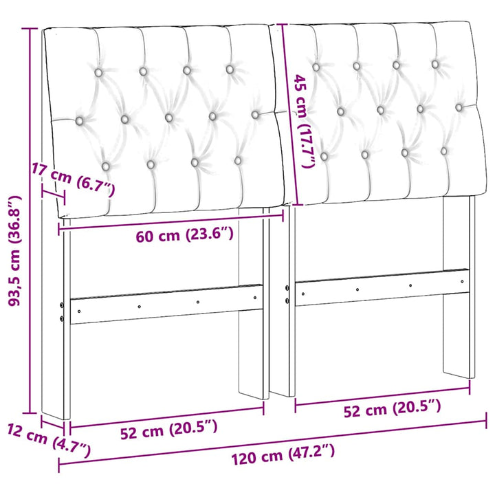 Polstret sengegavl Sort 120 cm Massiv fyrretræ