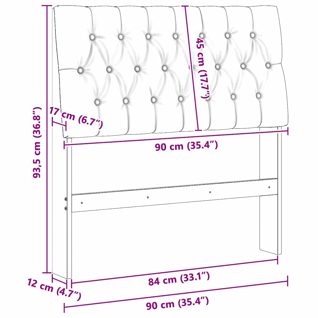 Polstret sengegavl Sort 90 cm Massiv fyrretræ
