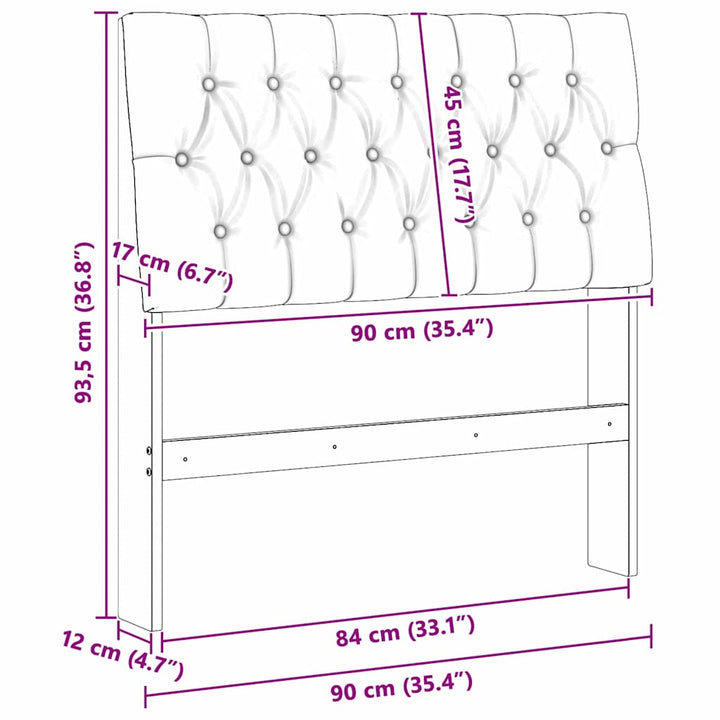 Polstret sengegavl Sort 90 cm Massiv fyrretræ