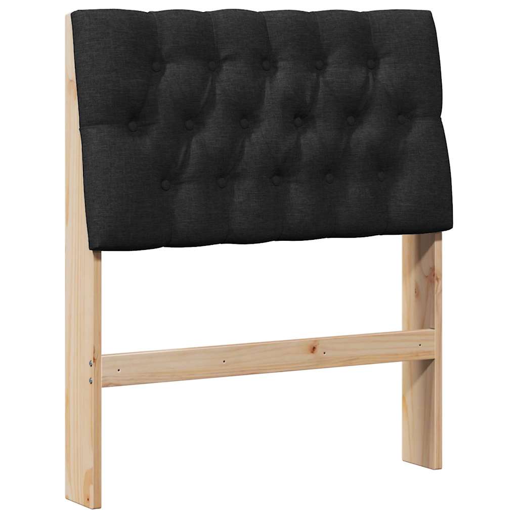 Polstret sengegavl Sort 75 cm Massiv fyrretræ