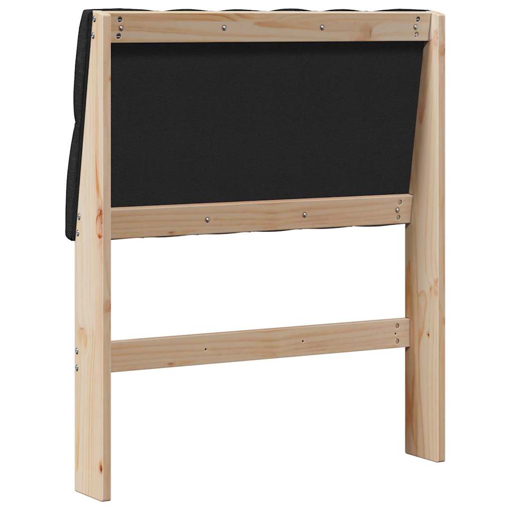 Polstret sengegavl Sort 75 cm Massiv fyrretræ