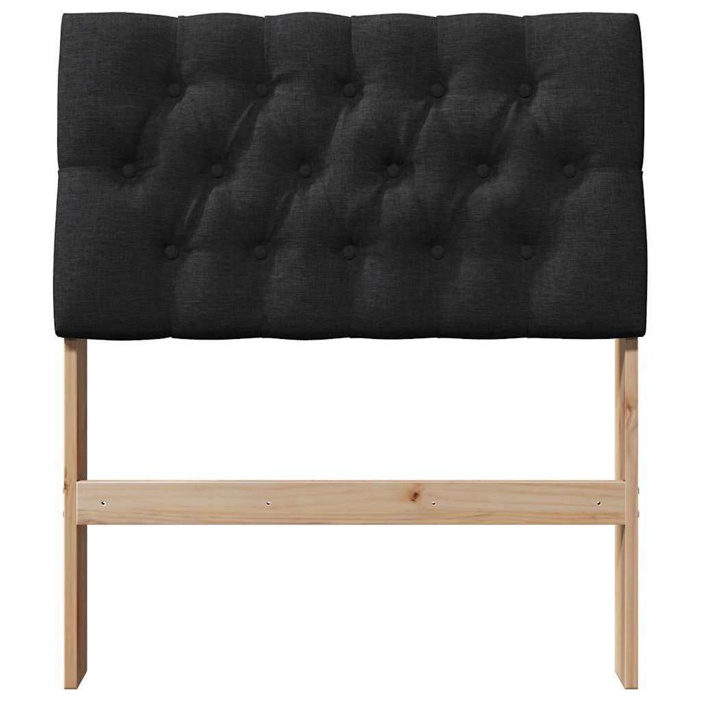 Polstret sengegavl Sort 75 cm Massiv fyrretræ