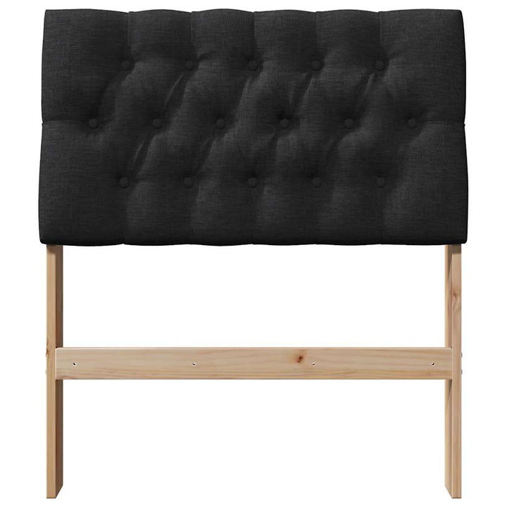 Polstret sengegavl Sort 75 cm Massiv fyrretræ