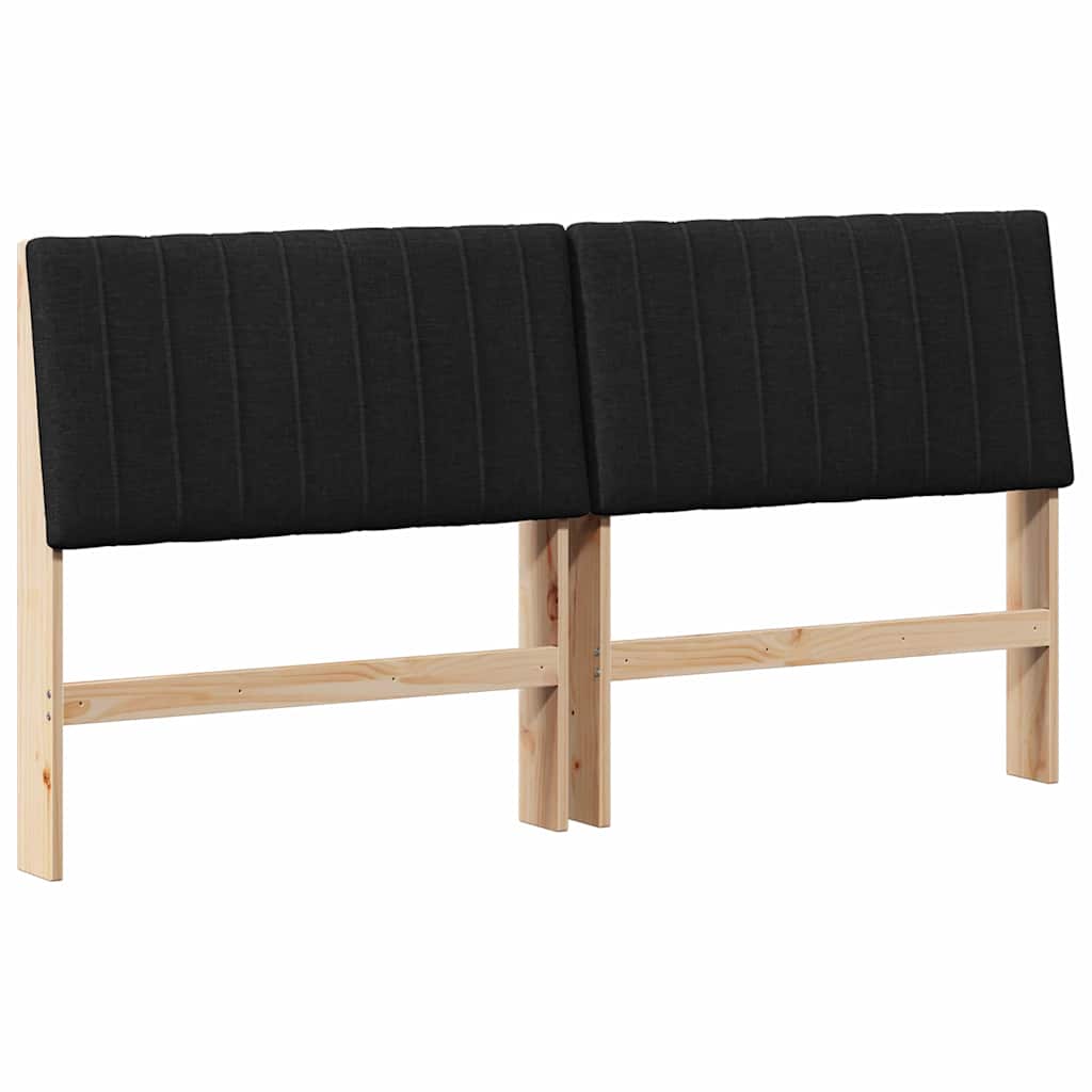 Polstret sengegavl Sort 180 cm Massiv fyrretræ
