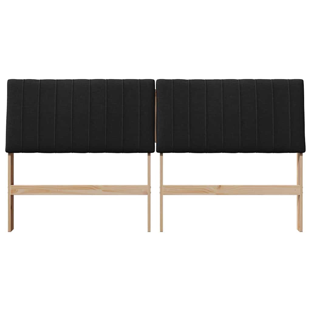 Polstret sengegavl Sort 180 cm Massiv fyrretræ