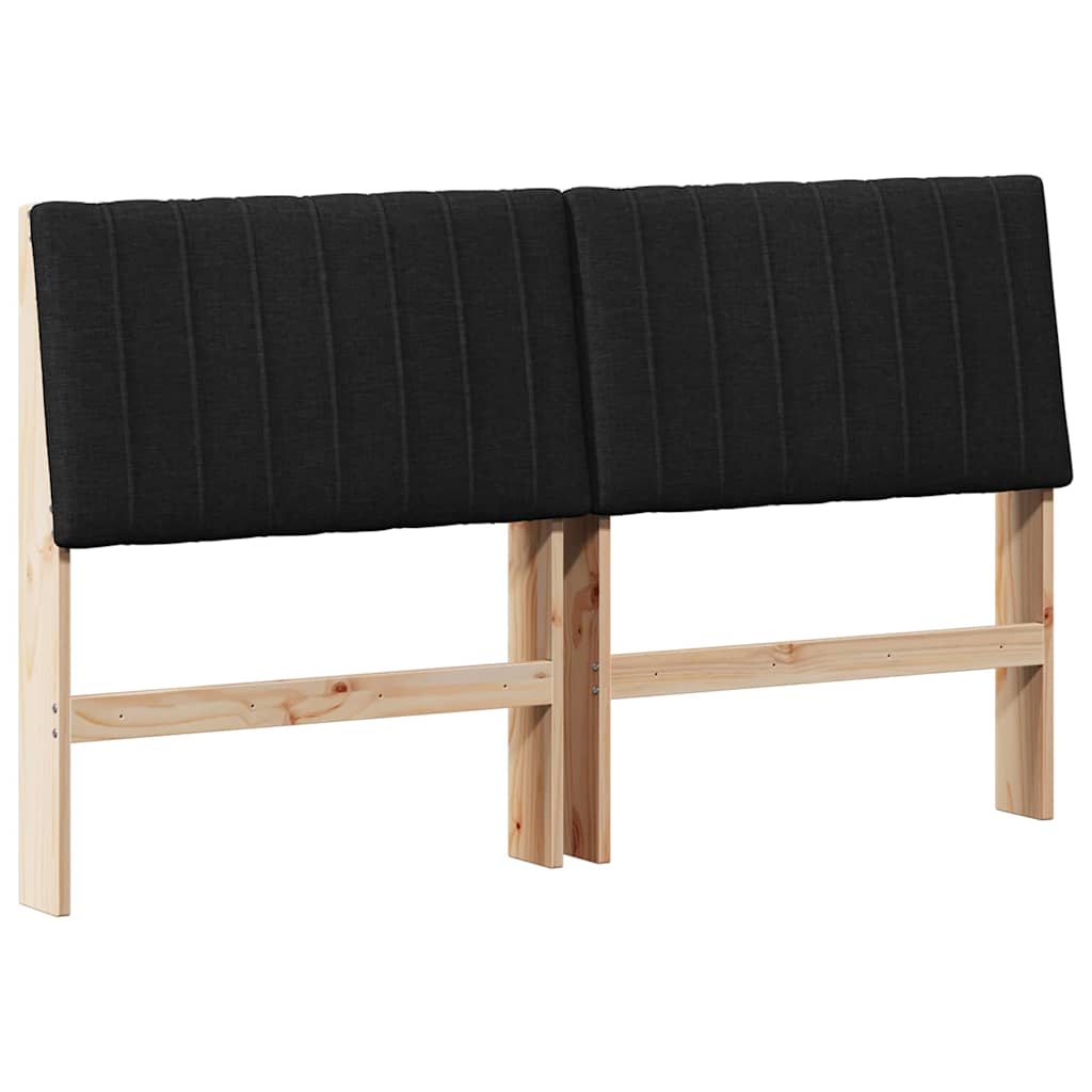 Polstret sengegavl Sort 160 cm Massiv fyrretræ