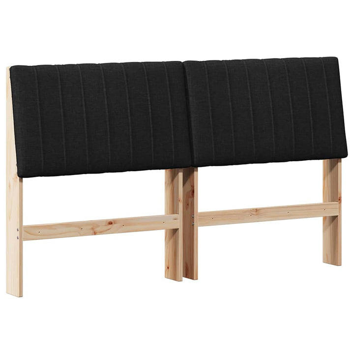 Polstret sengegavl Sort 160 cm Massiv fyrretræ