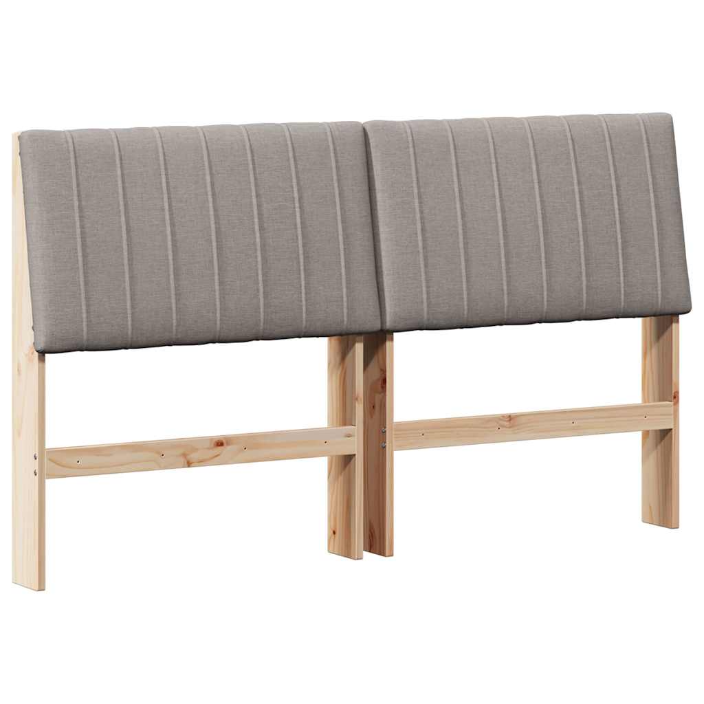 Polstret sengegavl Gråbrun 160 cm Massiv fyrretræ