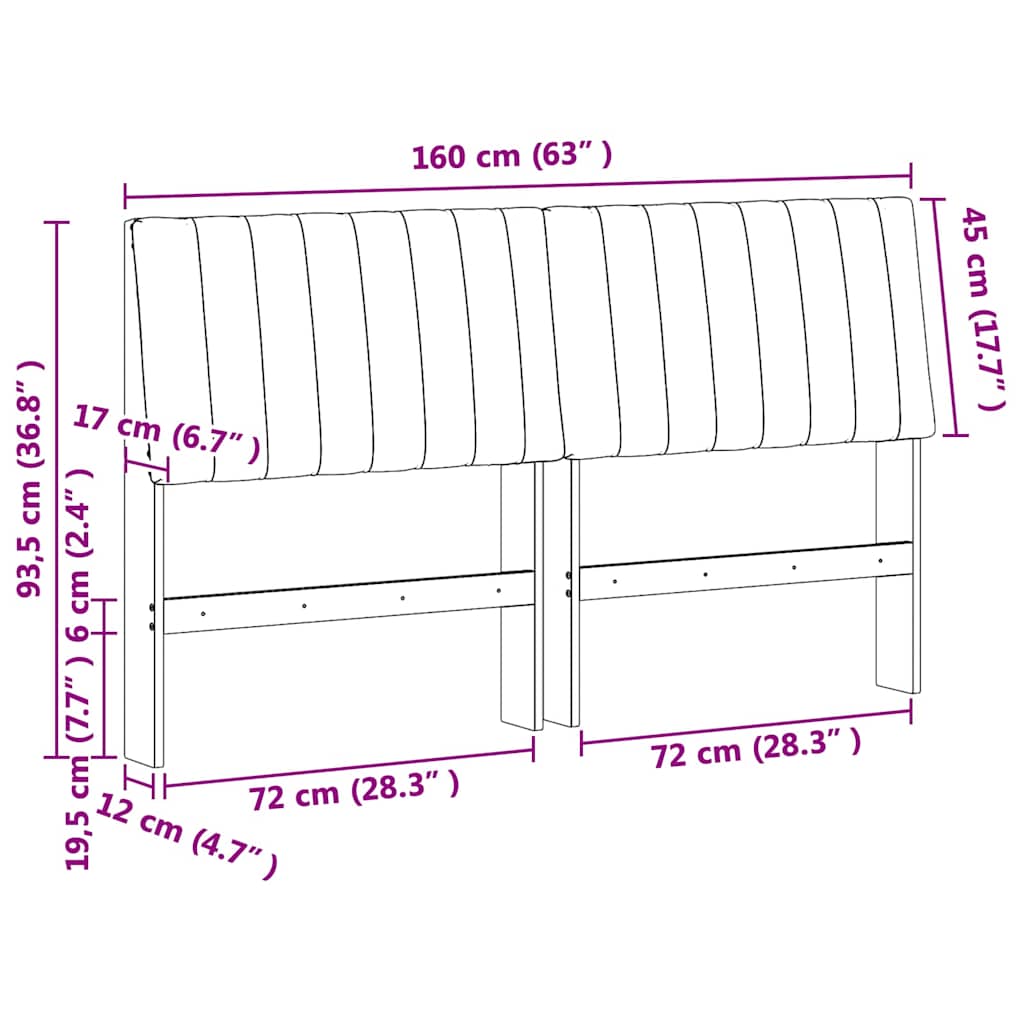 Polstret sengegavl Gråbrun 160 cm Massiv fyrretræ