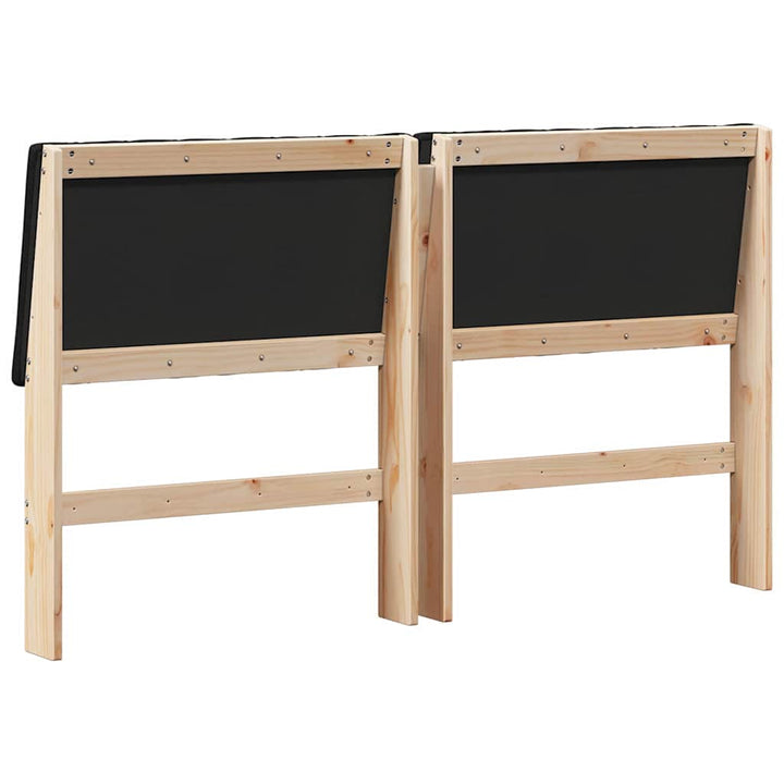 Polstret sengegavl Sort 150 cm Massiv fyrretræ