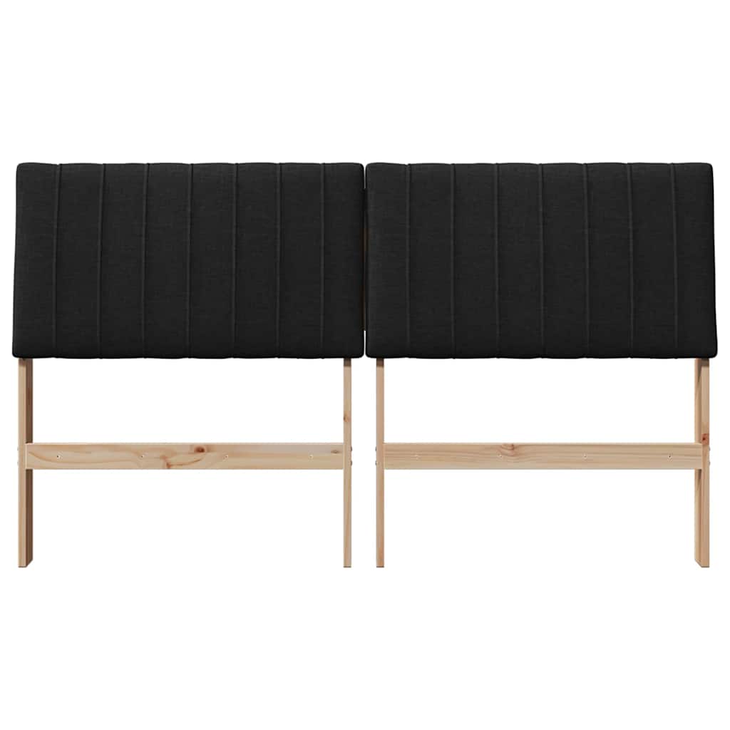 Polstret sengegavl Sort 150 cm Massiv fyrretræ
