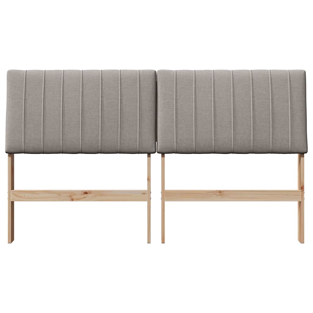 Polstret sengegavl Gråbrun 150 cm Massiv fyrretræ