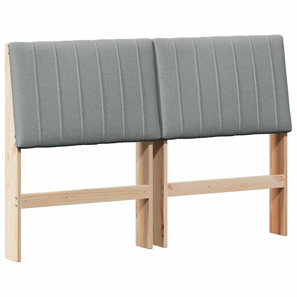 Polstret sengegavl Lysegrå 140 cm Massiv fyrretræ