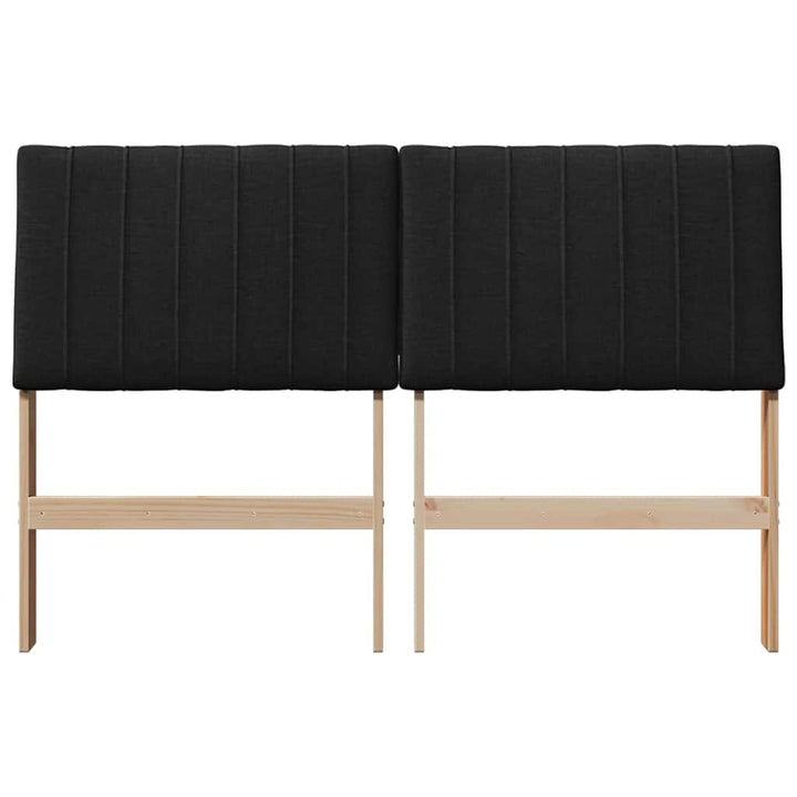 Polstret sengegavl Sort 140 cm Massiv fyrretræ