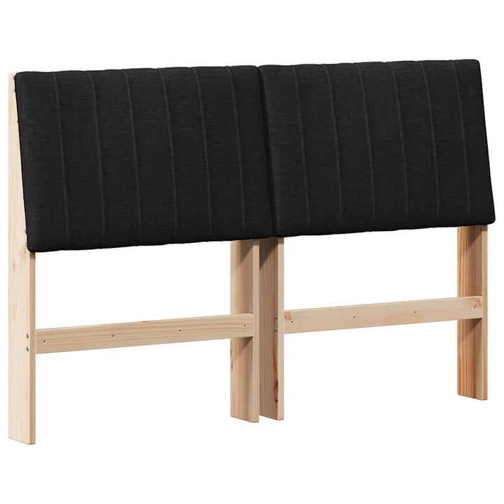 Polstret sengegavl Sort 135 cm Massiv fyrretræ