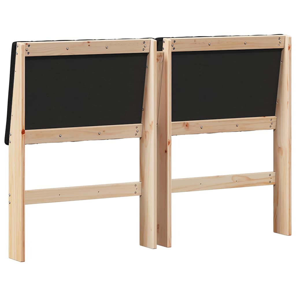 Polstret sengegavl Sort 135 cm Massiv fyrretræ