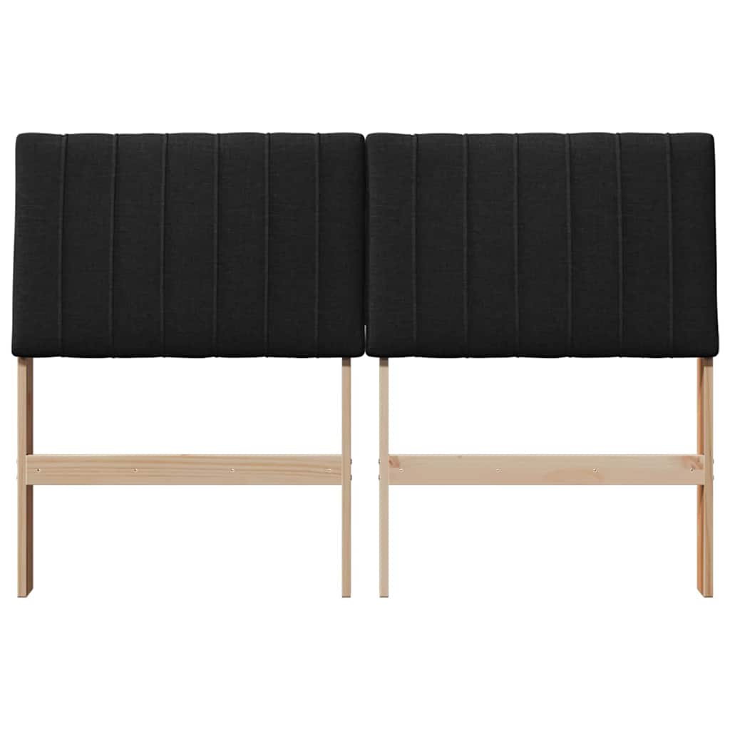 Polstret sengegavl Sort 135 cm Massiv fyrretræ