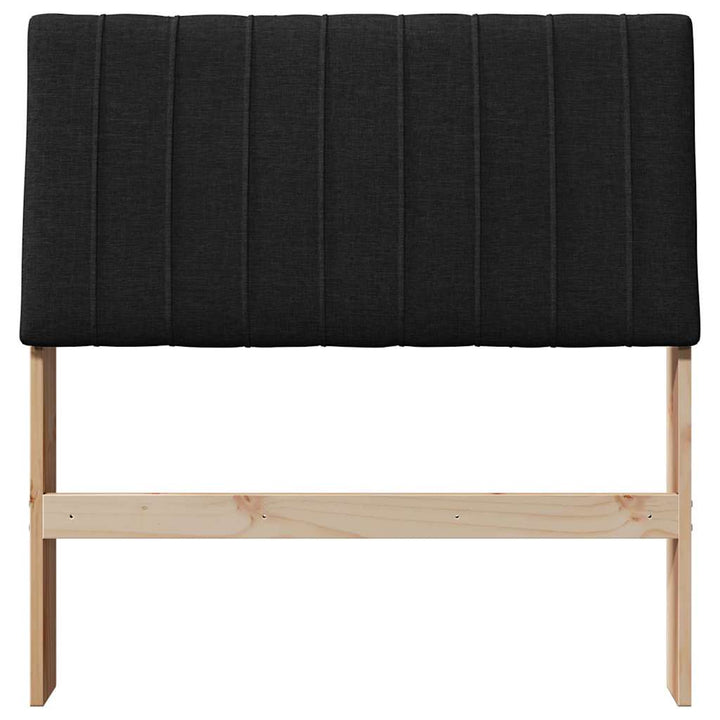 Polstret sengegavl Sort 90 cm Massiv fyrretræ