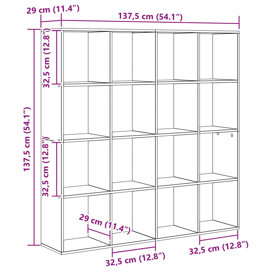 Bogskab Sort eg 137,5 x 29 x 137,5 cm Konstrueret træ