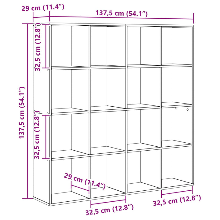 Bogskab Sort eg 137,5 x 29 x 137,5 cm Konstrueret træ