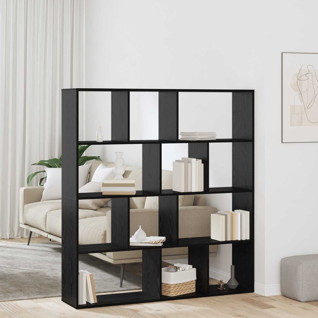 Bogskab 12 niveauer 132 x 29 x 141,5 cm Konstrueret træ Sort eg