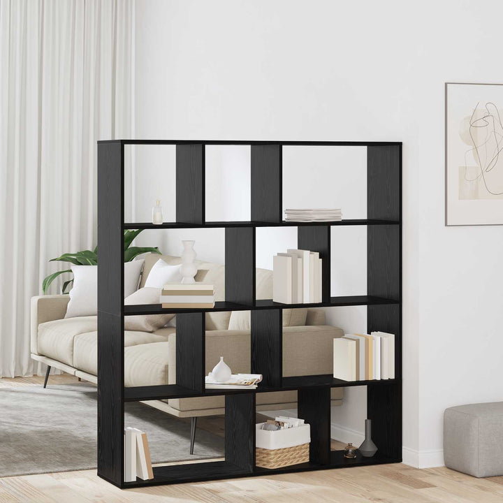 Bogskab 12 niveauer 132 x 29 x 141,5 cm Konstrueret træ Sort eg