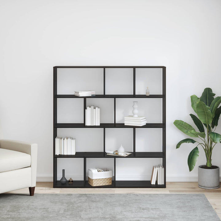 Bogskab 12 niveauer 132 x 29 x 141,5 cm Konstrueret træ Sort eg