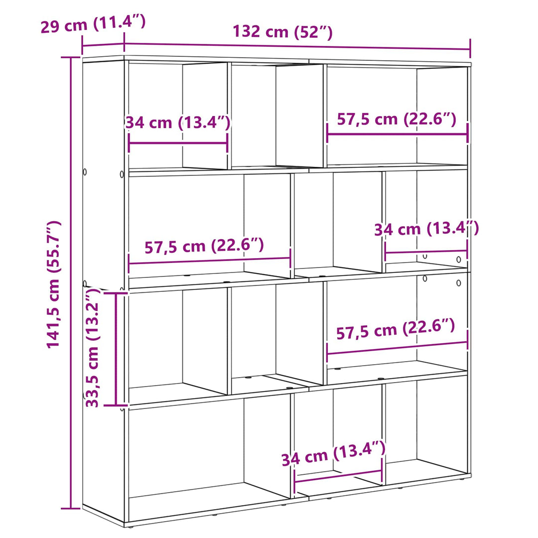 Bogskab Sort eg 132 x 29 x 141,5 cm Konstrueret træ
