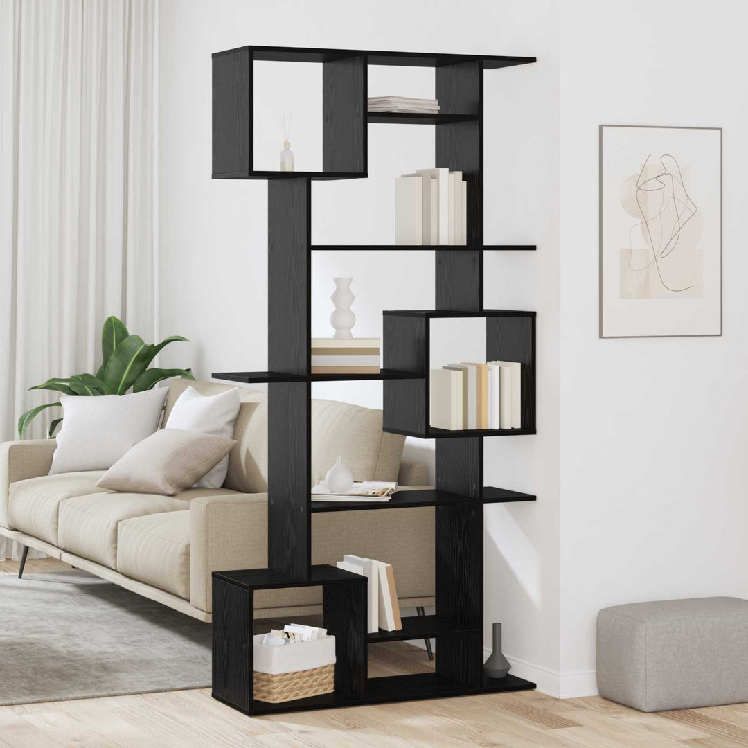 Bogskab 9 niveauer 92 x 29 x 188 cm Konstrueret træ Sort eg