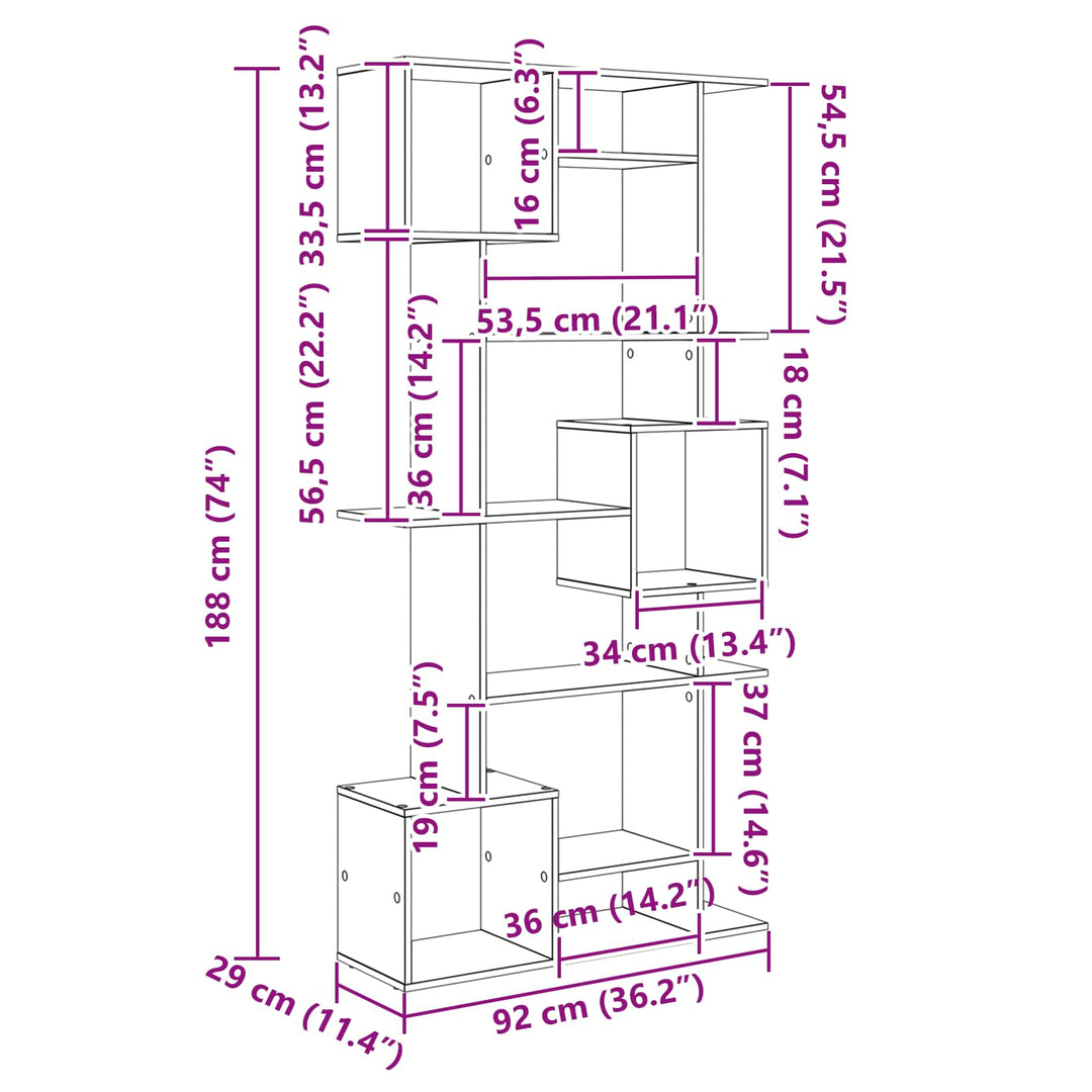 Bogskab Sort eg 92 x 29 x 188 cm Konstrueret træ