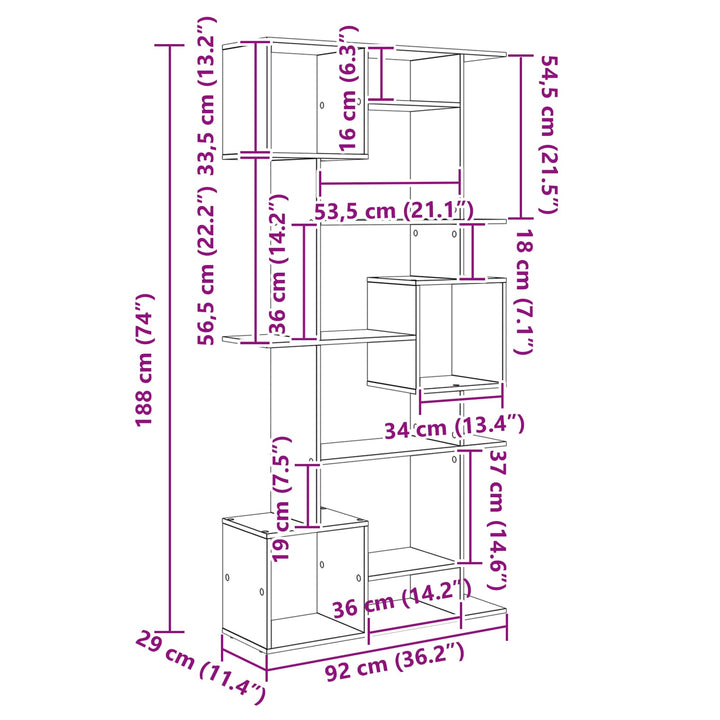 Bogskab Sort eg 92 x 29 x 188 cm Konstrueret træ