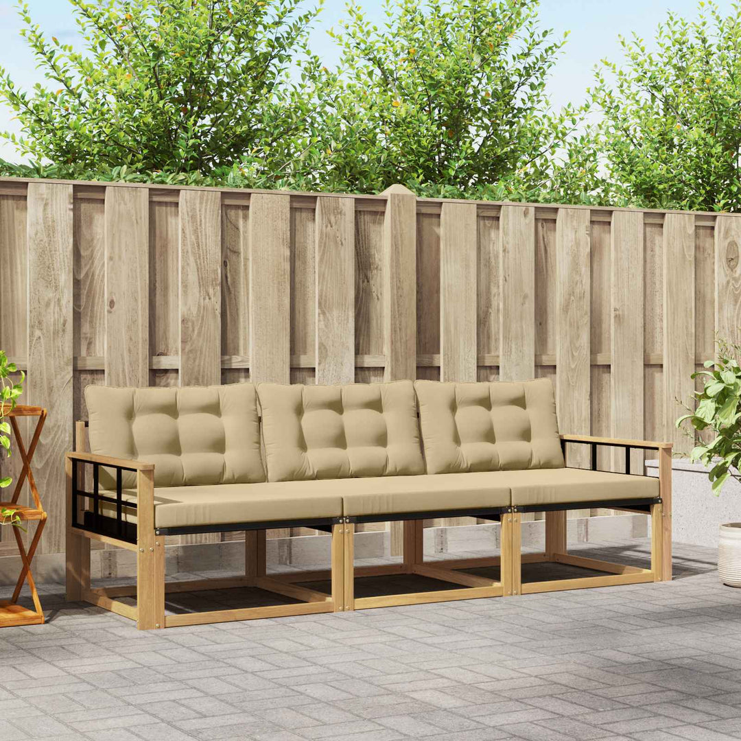 Udendørs sofagruppe med pude 3 pcs Hvid og Beige
