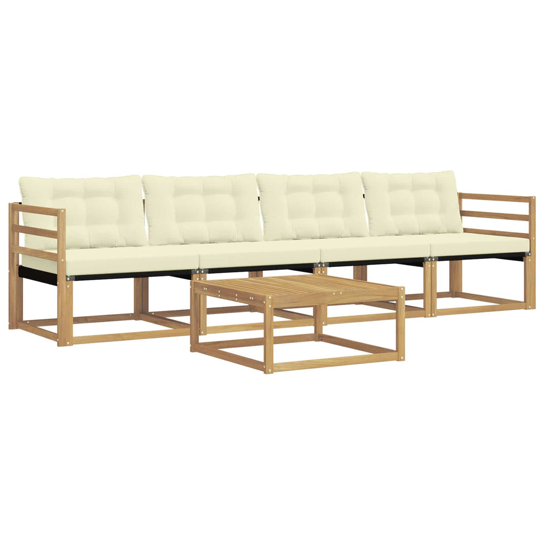Udendørs sofagruppe 5 pcs Hvid og cremefarvet 79 x 79 x 37 cm