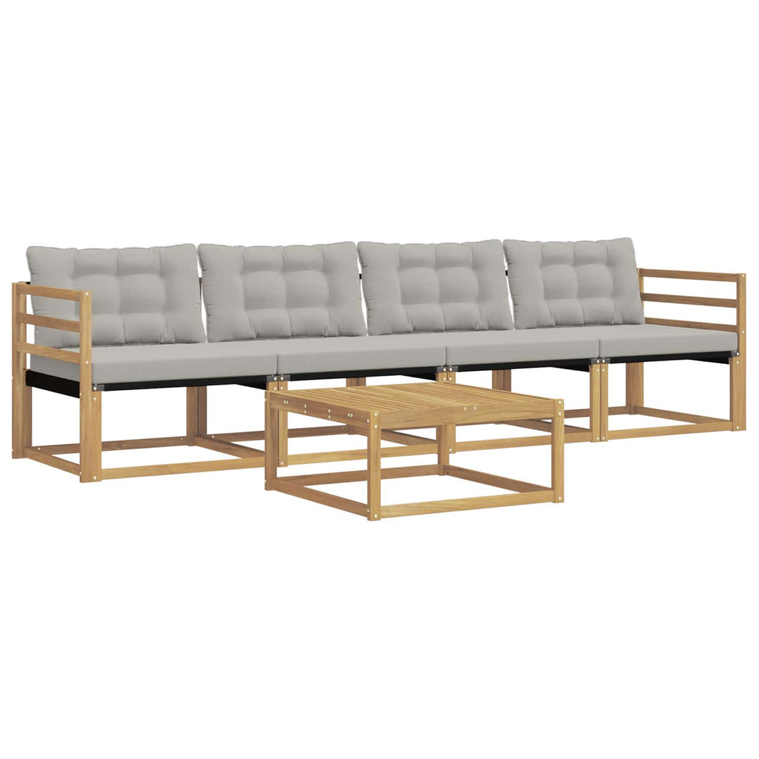 Udendørs sofagruppe 5 pcs Hvid og lysegrå 79 x 79 x 37 cm