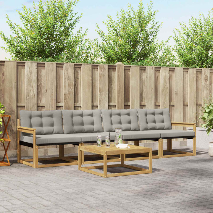 Udendørs sofagruppe 5 pcs Hvid og lysegrå 79 x 79 x 37 cm