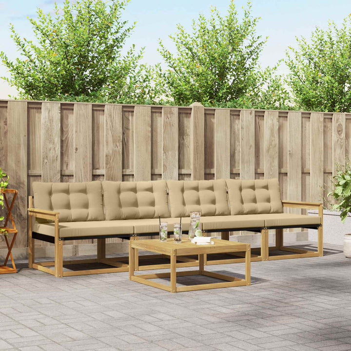 Udendørs sofagruppe 5 pcs Hvid og Beige 79 x 79 x 37 cm