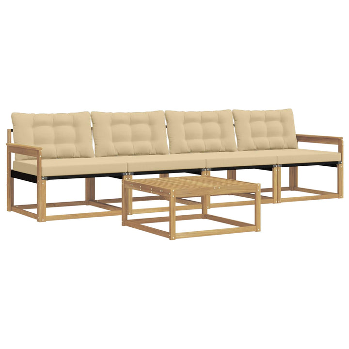 Udendørs sofagruppe 5 pcs Hvid og Beige 79 x 79 x 37 cm